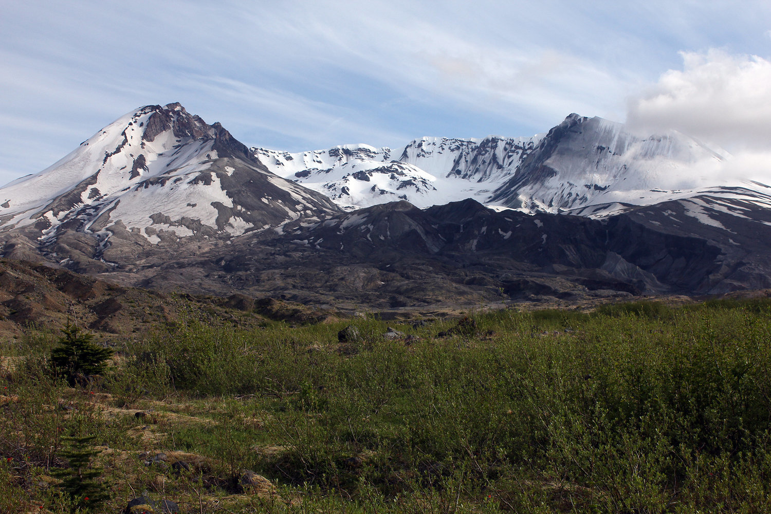The Truman Trail brings hikers a view of Mount St. Helens that, on a clear day, is hard to beat. The trail brings hikers from the north to the mouth of the crater, directly in line with the direction of the 1980 eruption's blast that caused the largest recorded landslide in history.
